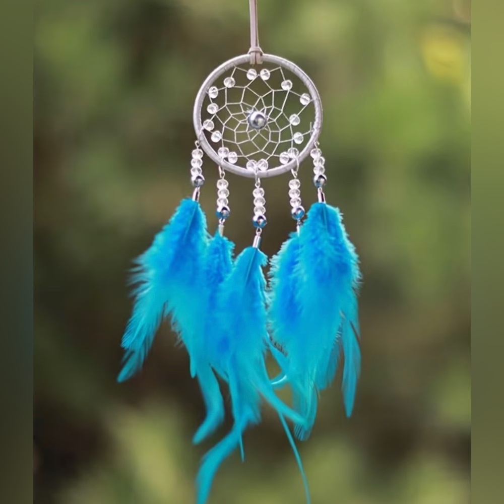 Turquoise Feather Dreamcatcher Pendant